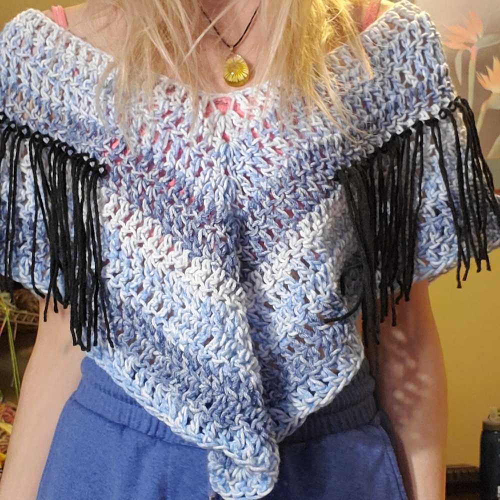Handmade Crochet mini poncho top
